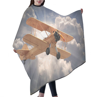 Personality  Retro Style Picture Of The Biplane. Hair Cutting Cape