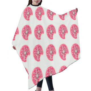 Personality  Top View Of Bitten Pink Doughnuts Seamless Pattern Isolated On White Hair Cutting Cape