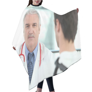 Personality  Man In Appointment With Doctor Hair Cutting Cape