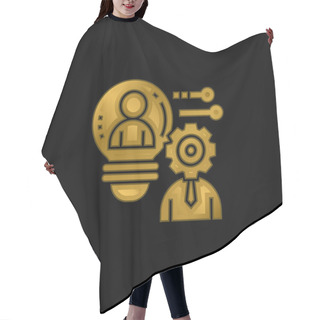 Personality  Boosting Potential Gold Plated Metalic Icon Or Logo Vector Hair Cutting Cape