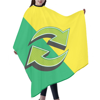 Personality  Actualize Arrows Couple In Circle Green And Yellow Modern 3d Vector Icon Logo Hair Cutting Cape
