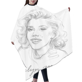 Personality  Portrait Of Marilyn Monroe. Hand Drawn Graphic Artwork. Hair Cutting Cape