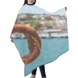 Personality  Close Up Of Tasty Turkish Sesame Bagel Near Sea In Istanbul  Hair Cutting Cape