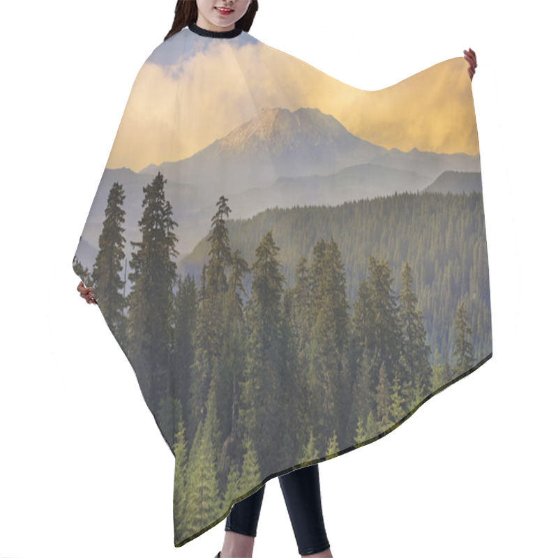 Personality  Sunset Over Mount St Helens Hair Cutting Cape