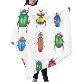 Personality  Beetle With Watercolour Pattern Hair Cutting Cape