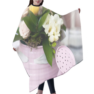 Personality  Romantic Bouquet In Flower Pot In Form Of Watering Can Hair Cutting Cape