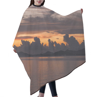 Personality  Tranquil Cloudy Sunset Sky Over Sea Surface Hair Cutting Cape