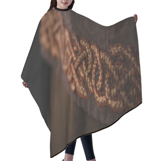 Personality  Close Up View Of Medieval Scottish Brown Clothing With Embroidery Hair Cutting Cape
