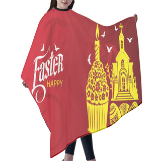 Personality  Easter Holiday Layout Design With Vector Illustration Inscription And Themed Stencil Artwork Hair Cutting Cape