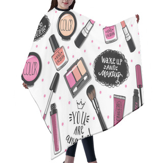 Personality  Hand Drawn Seamless Pattern. Hair Cutting Cape