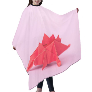Personality  Red Origami Dinosaur On Pink With Copy Space  Hair Cutting Cape