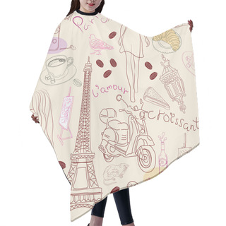Personality  Seamless Background With Different Paris Elements Hair Cutting Cape