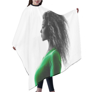 Personality  Woman Portrait Profile Silhouette Isolated Hair Cutting Cape