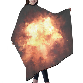 Personality  Fiery Explosion Over A Black Background. Hair Cutting Cape