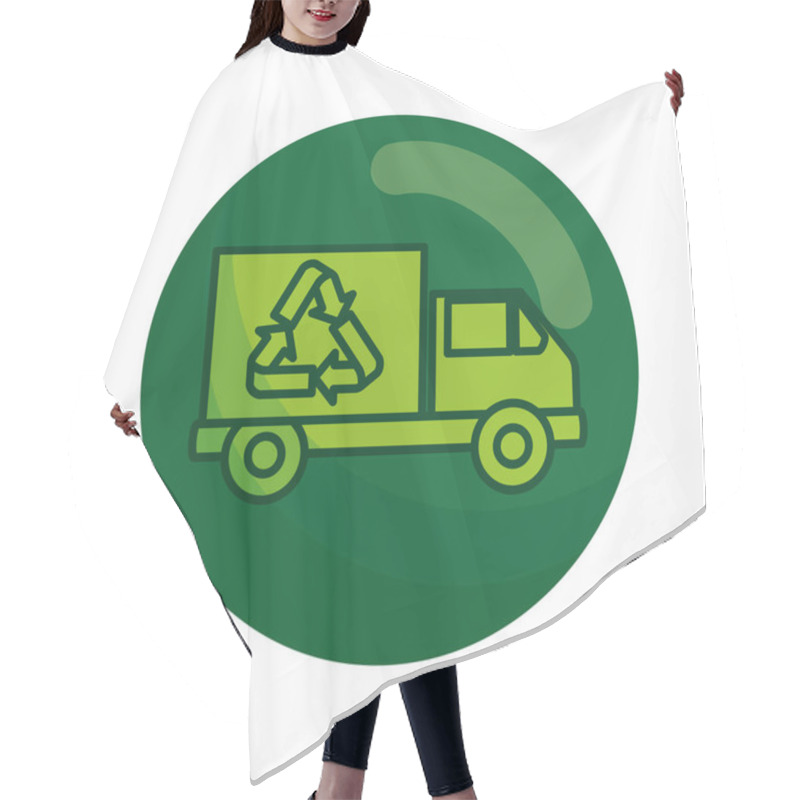 Personality  Truck With Recycle Arrows Symbol Hair Cutting Cape