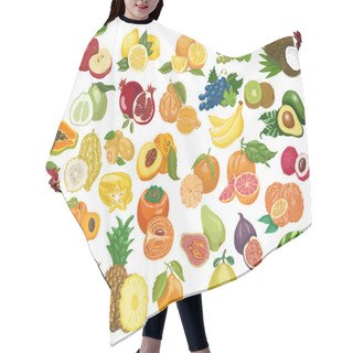 Personality  Big Collection Of Isolated Fruits On White Background Hair Cutting Cape