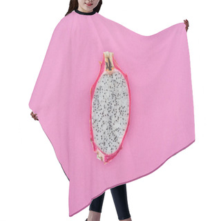 Personality  Top View Of Exotic Fresh Ripe Dragon Fruit Half On Pink Background Hair Cutting Cape