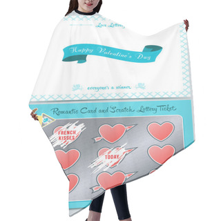 Personality  Valentine Day Lottery Scratch Card. Game Card For Valentine Day. Hair Cutting Cape