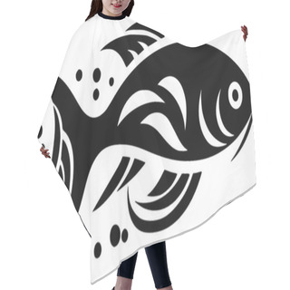 Personality  Fish - Black And White Vector Illustration Hair Cutting Cape