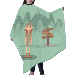 Personality  Boy Travels In Forest. Hair Cutting Cape