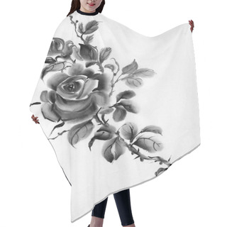 Personality  Monochrome Rose Flower Hair Cutting Cape