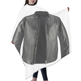 Personality  Luxuru Black Leather Jacket Isolated On White + Clipping Path Hair Cutting Cape