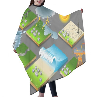 Personality  Isometric Representation Of Natural Disaster Hair Cutting Cape