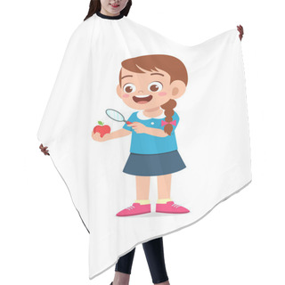 Personality  Little Girl Holding Apple And Magnifying Glass Hair Cutting Cape
