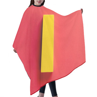 Personality  Top View Of Rectangular Yellow Block On Red Background Hair Cutting Cape
