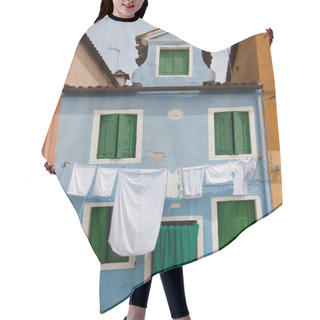 Personality  Sky Blue Little House In Burano With White Sheets And Clothes Ha Hair Cutting Cape