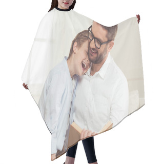 Personality  Father And Son Reading Book Hair Cutting Cape