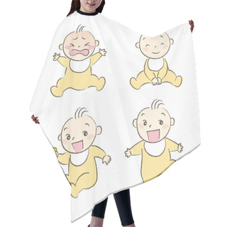 Personality  Set Of Babies Various Poses And Expression Hair Cutting Cape