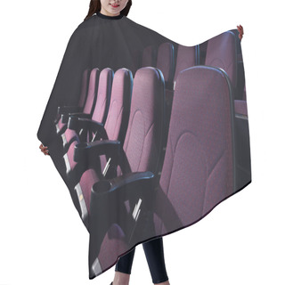 Personality  Red Seats In Empty Dark Movie Theater Hair Cutting Cape