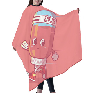 Personality  Ketchup Bottle Running Vector Illustration. Sport, Energy, Healthy Design Concept Hair Cutting Cape