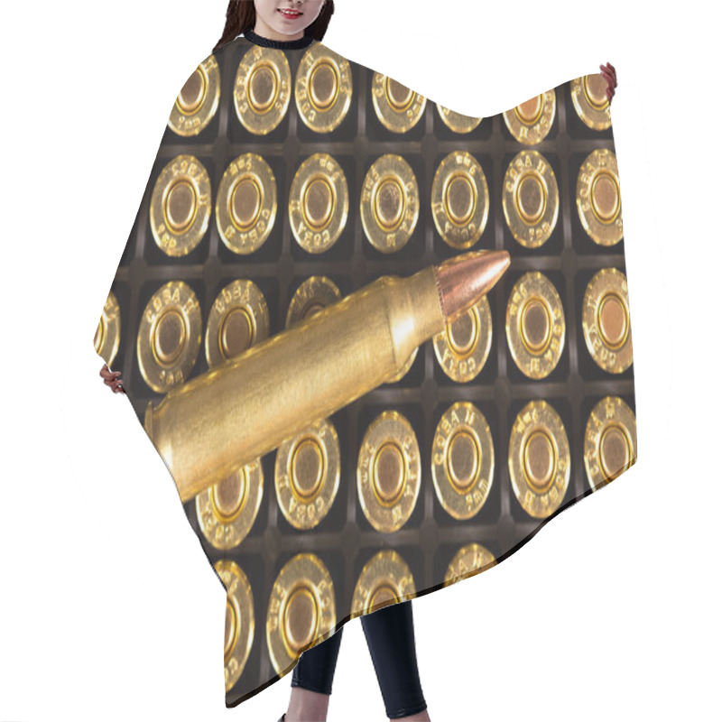 Personality  Ammunition Cartridge On Background. Hair Cutting Cape