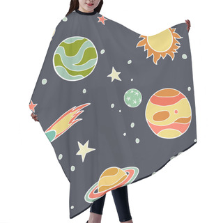 Personality  Set Of Cartoon Space Elements Hair Cutting Cape