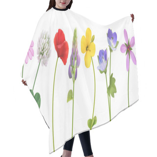 Personality  Wildflowers. 3d Realistic Vector Icon Set Hair Cutting Cape