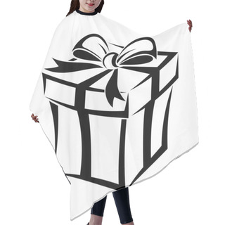 Personality  Gift Box. Vector Black Silhouette. Hair Cutting Cape