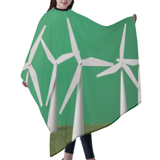 Personality  White Windmill Models On Grass And Green Background    Hair Cutting Cape