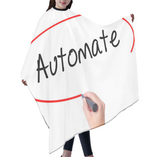 Personality  Women Hand Writing Automate With Black Marker On Visual Screen Hair Cutting Cape