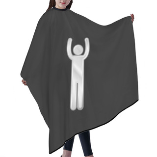 Personality  Arms Up Silhouette Silver Plated Metallic Icon Hair Cutting Cape
