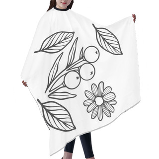 Personality  Vector Branches With Leaves And Berries Outline Doodle Hair Cutting Cape