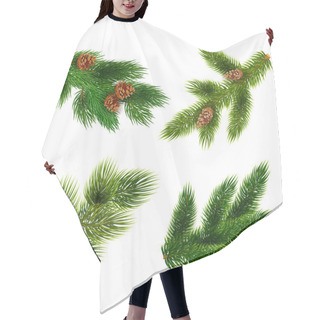 Personality  Fir And Pine Trees Branches Icons Set Hair Cutting Cape