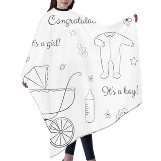 Personality  Doodle Set Of Items For Newborn Hair Cutting Cape