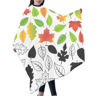 Personality  Vector Collection Of Green, Autumn, Silhouettes And Outline Leaves Hair Cutting Cape