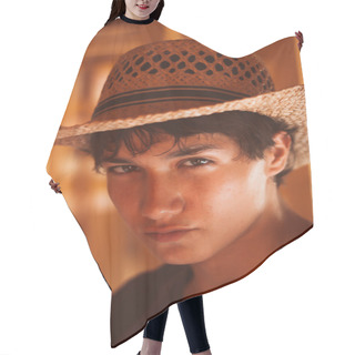 Personality  Head Shot Of A Cowboy Outside In The Field Hair Cutting Cape