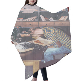 Personality  Drunk Man Sleeping Hair Cutting Cape