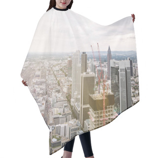 Personality  Aerial View Of Cityscape With Skyscrapers And Buildings In Frankfurt, Germany  Hair Cutting Cape