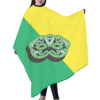 Personality  Artistic Carnival Mask To Cover Eyes Green And Yellow Modern 3d Vector Icon Logo Hair Cutting Cape