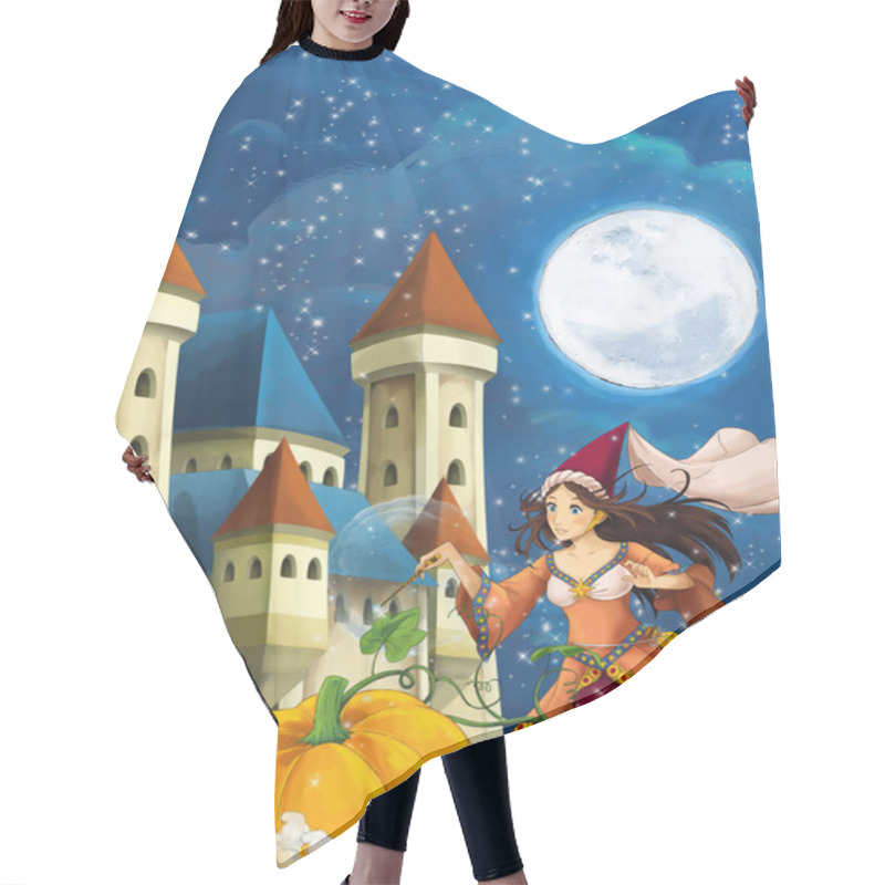 Personality  Young Beautiful Sorceress Casting Spell Hair Cutting Cape